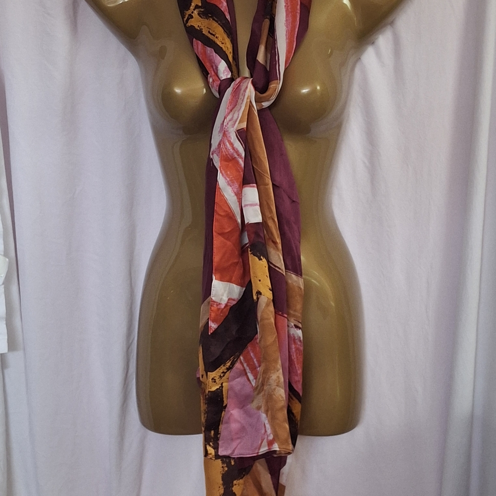 Vince Camuto Pink and Orange Abstract Scarf